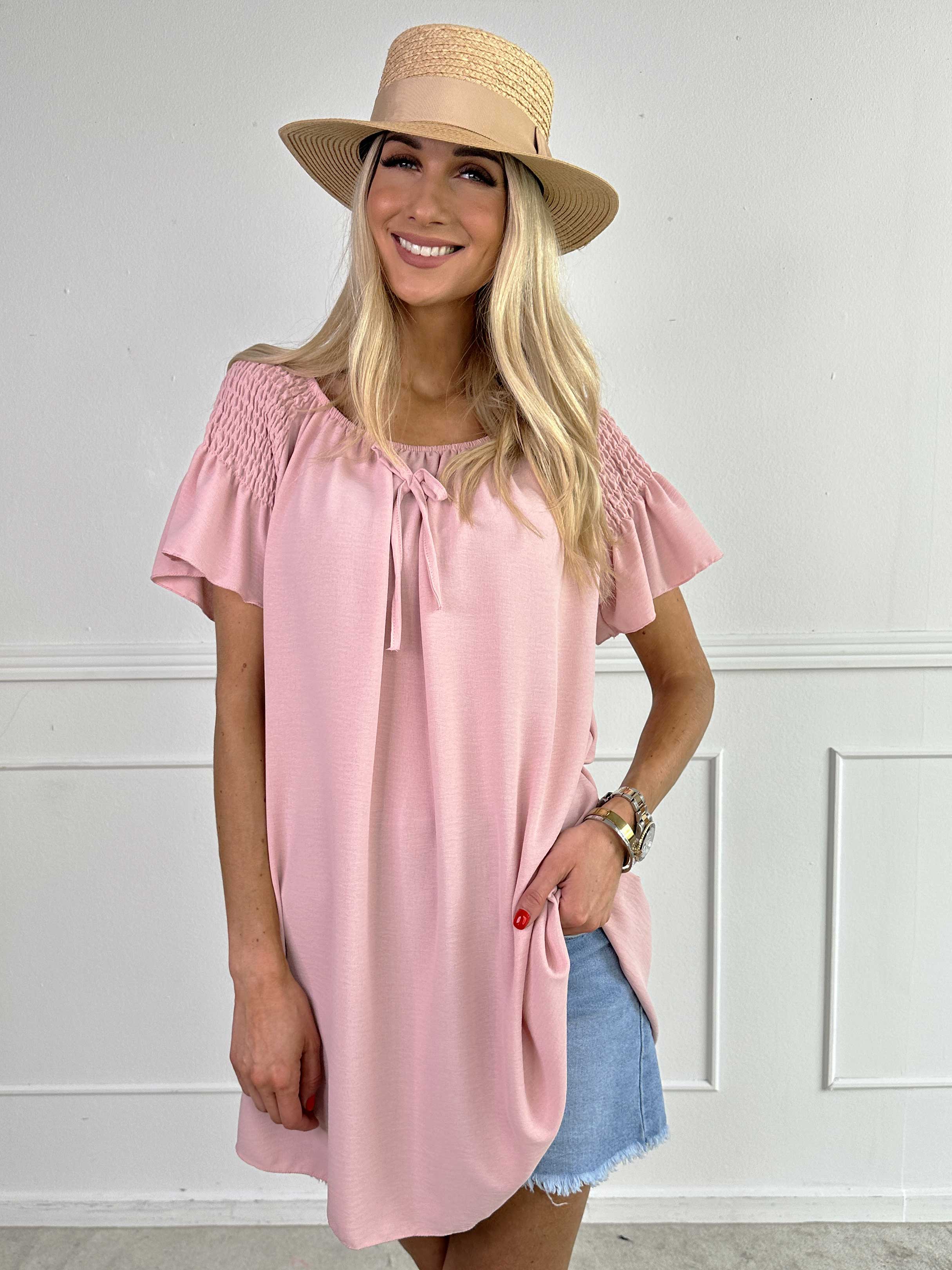 Esther - Söt tunika med volangärmar och elastisk halsringning